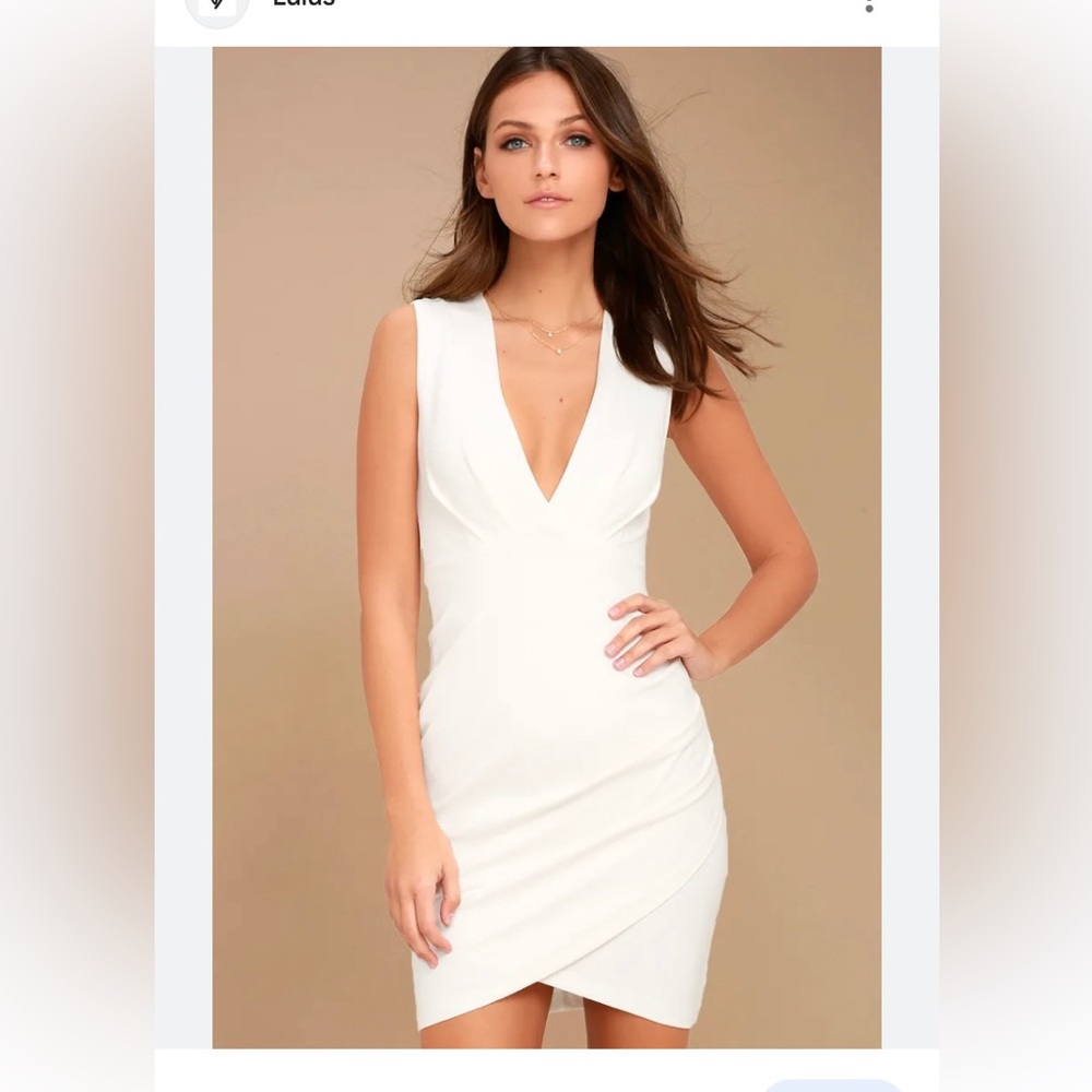 Lulu’s cocktail hour ivory wrap dress